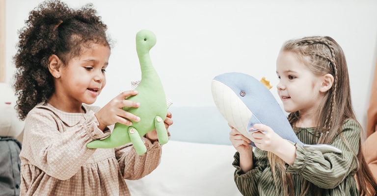 Kids Playing with Stuffed Animals