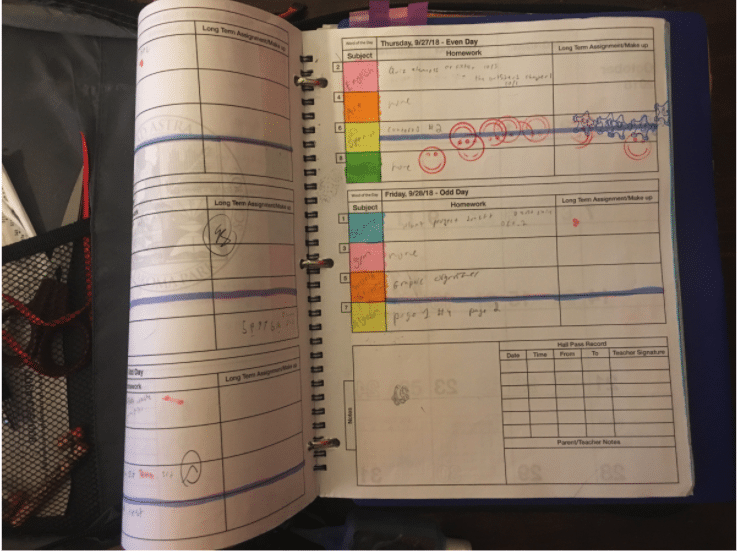 Example of a school planner