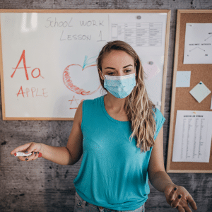 Teacher wearing masks